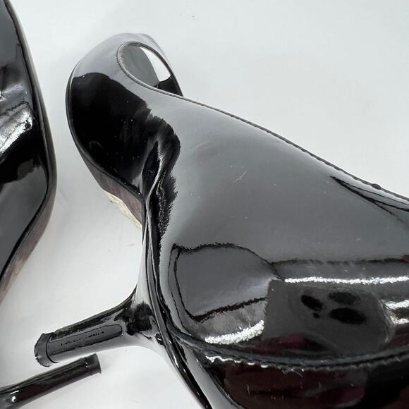 Donald J. Pliner Dark Brown Patent Leather Peep Toe Pumps Women’s 6 - Picture 7 of 12